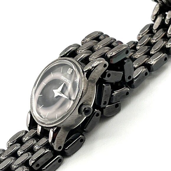 Seiko 1N00-0DB0 Black Annodized Ladies Watch 6.5" Works - Picture 7 of 9